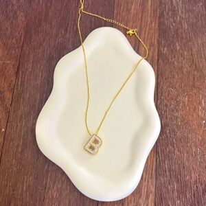 18K Gold Plated Initial B Pendant Bubble Balloon Bling Letter Necklace Minimalis